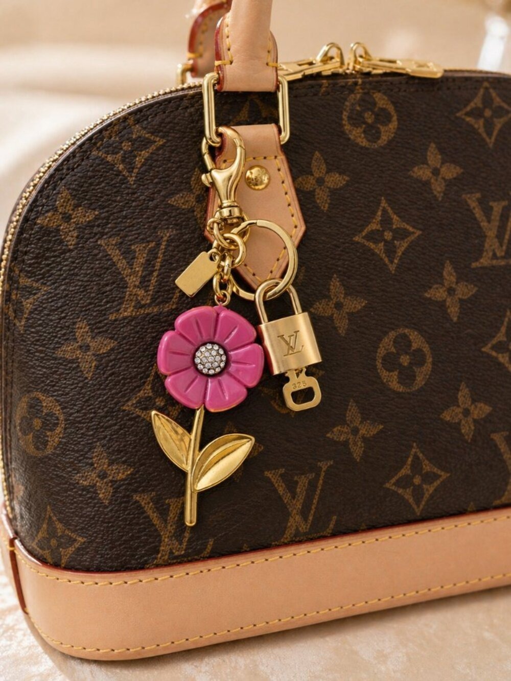 Louis Vuitton Gold Lock 🔑 Authentic LV Padlock + Unbranded Flower Bag Charm
